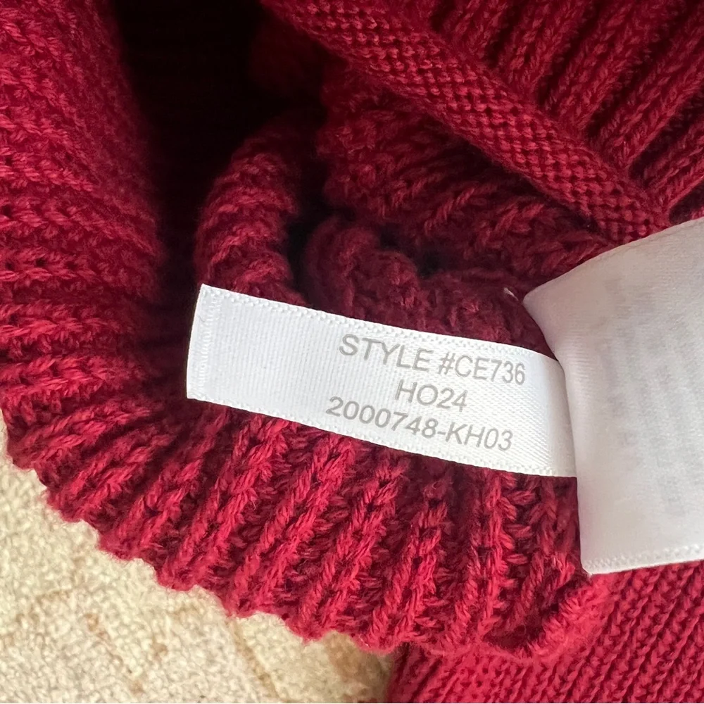 J Crew NWOT Womens Red Maroon Ribbed Cotton Button Collar Sweater Small - Picture 13 of 15